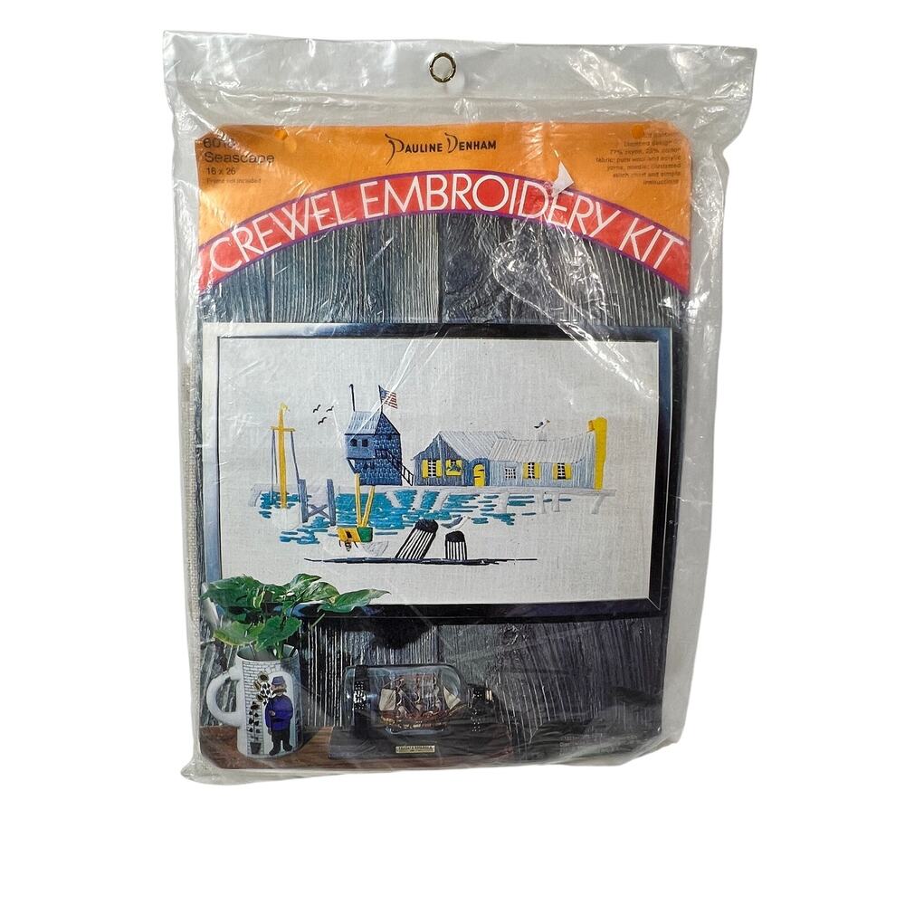 PAULINE DENHAM Vintage 1971 Seascape 6018 Crewel Embroidery Kit Nautical NEW